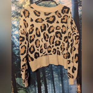 SHEIN Leopard Pattern Sweater - Beige and Black